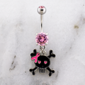 14G Breast Cancer Awareness Skull Ribbon Navel Ring | | Wiccan Center