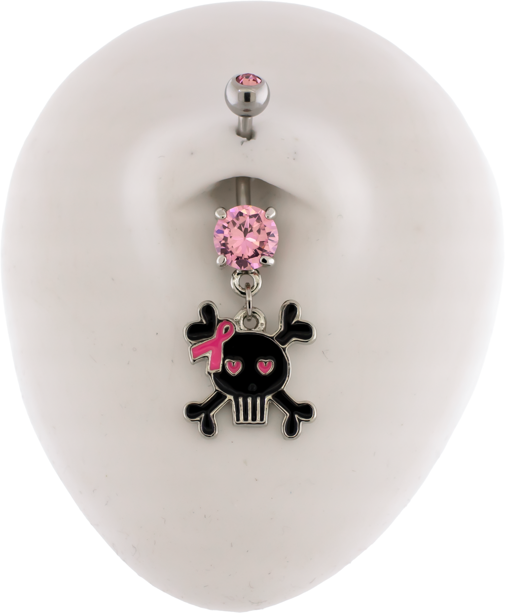 14G Breast Cancer Awareness Skull Ribbon Navel Ring | | Wiccan Center