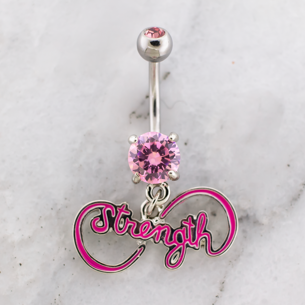 14G Breast Cancer Awareness Infinity Symbol Navel Ring | | Wiccan Center