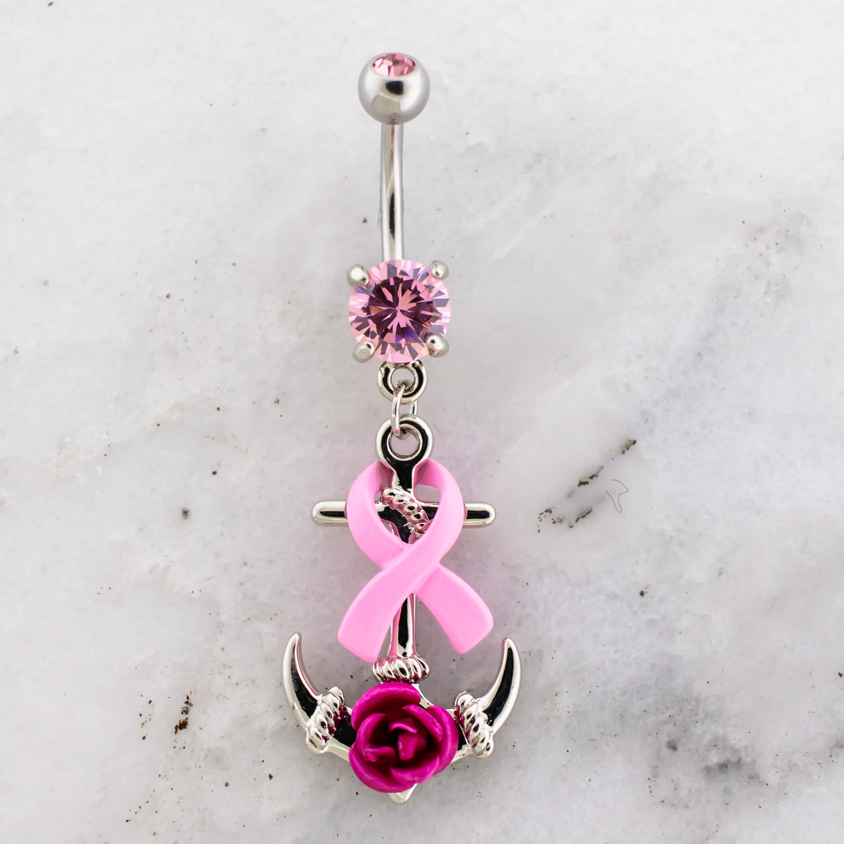 14G Breast Cancer Awareness Anchor Navel Ring | | Wiccan Center