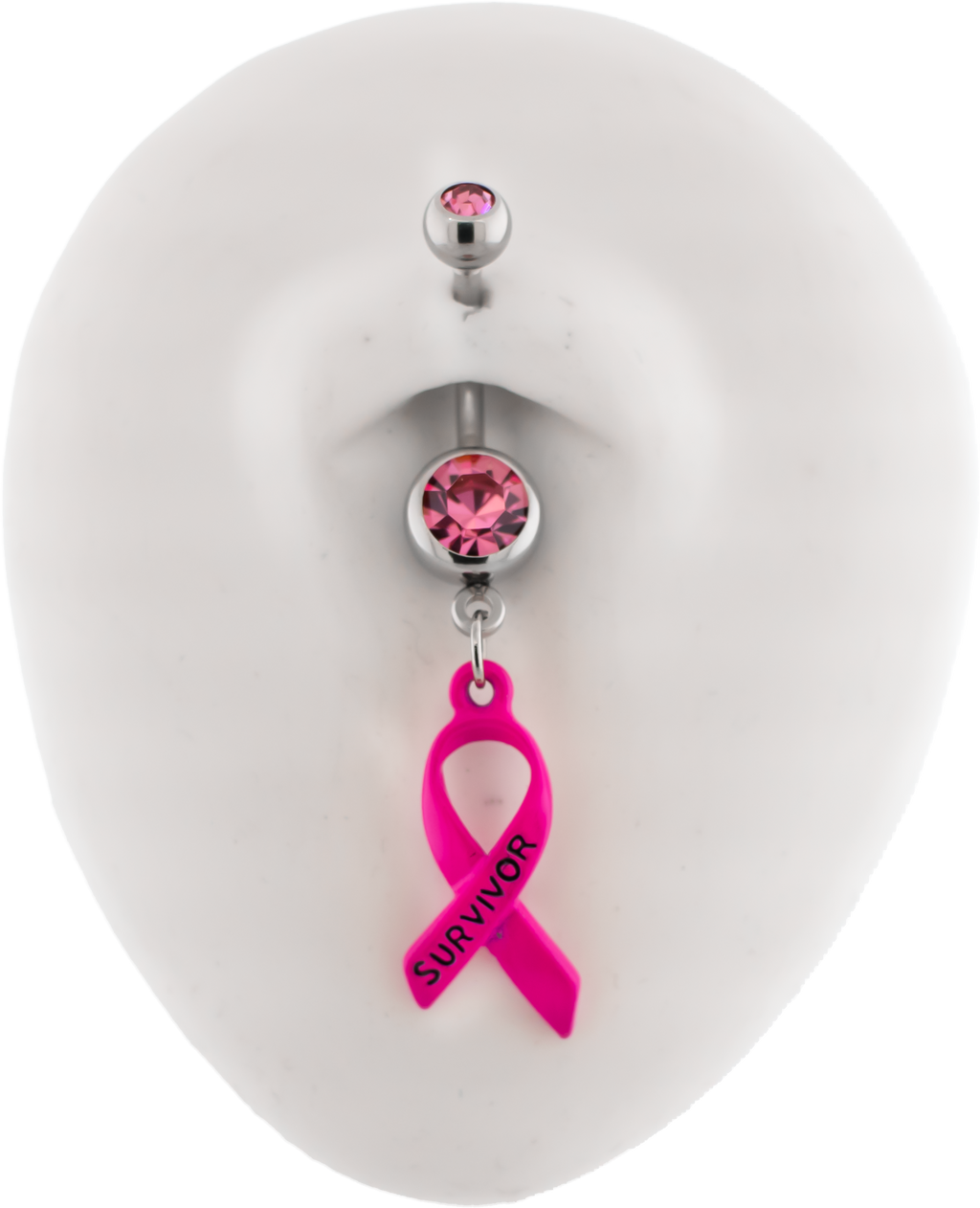 14G Breast Cancer Awareness Survivor Ribbon Navel Ring | | Wiccan Center