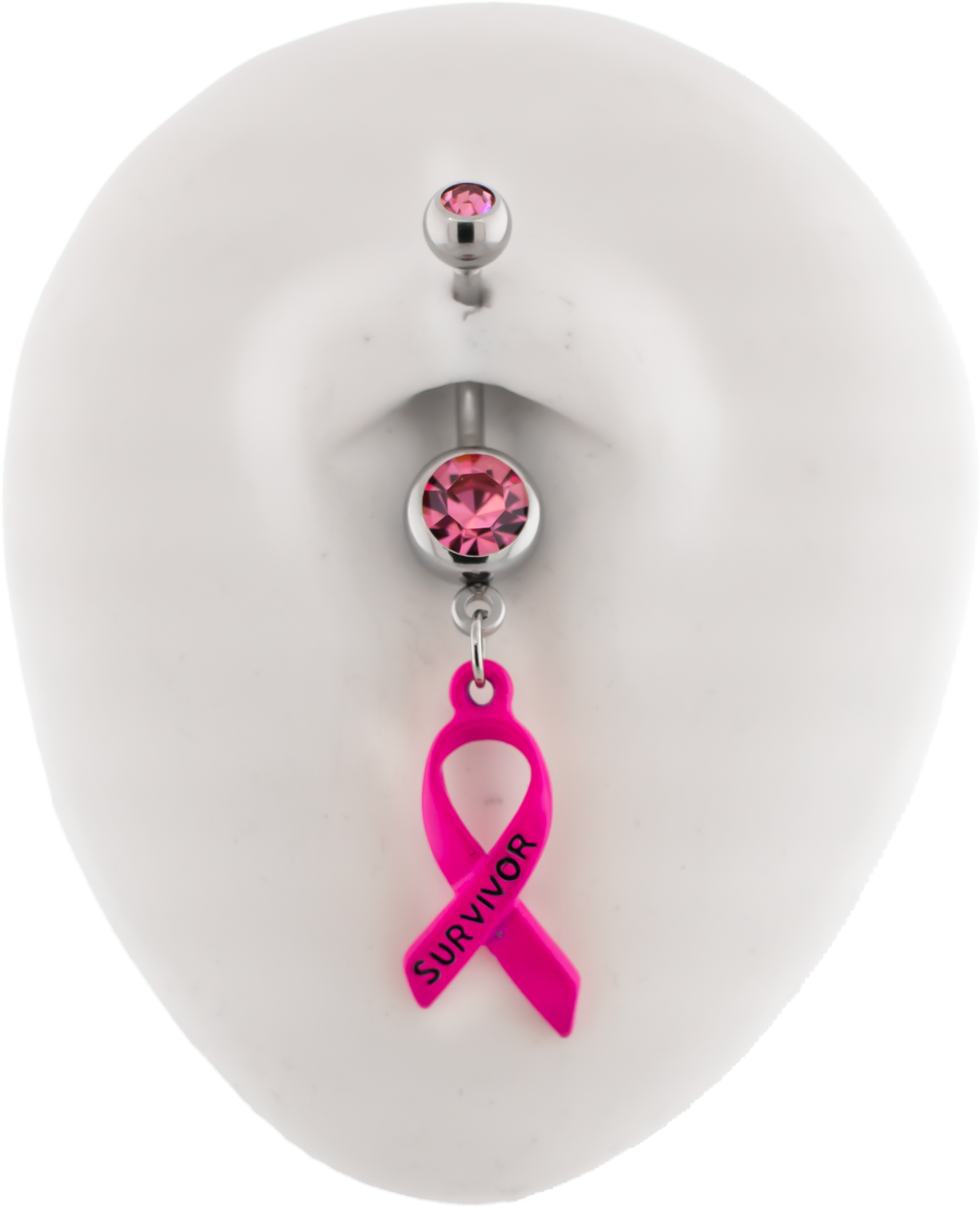 14G Breast Cancer Awareness Survivor Ribbon Navel Ring | | Wiccan Center