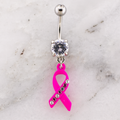 14G Breast Cancer Awareness Pave Ribbon Navel Ring | | Wiccan Center