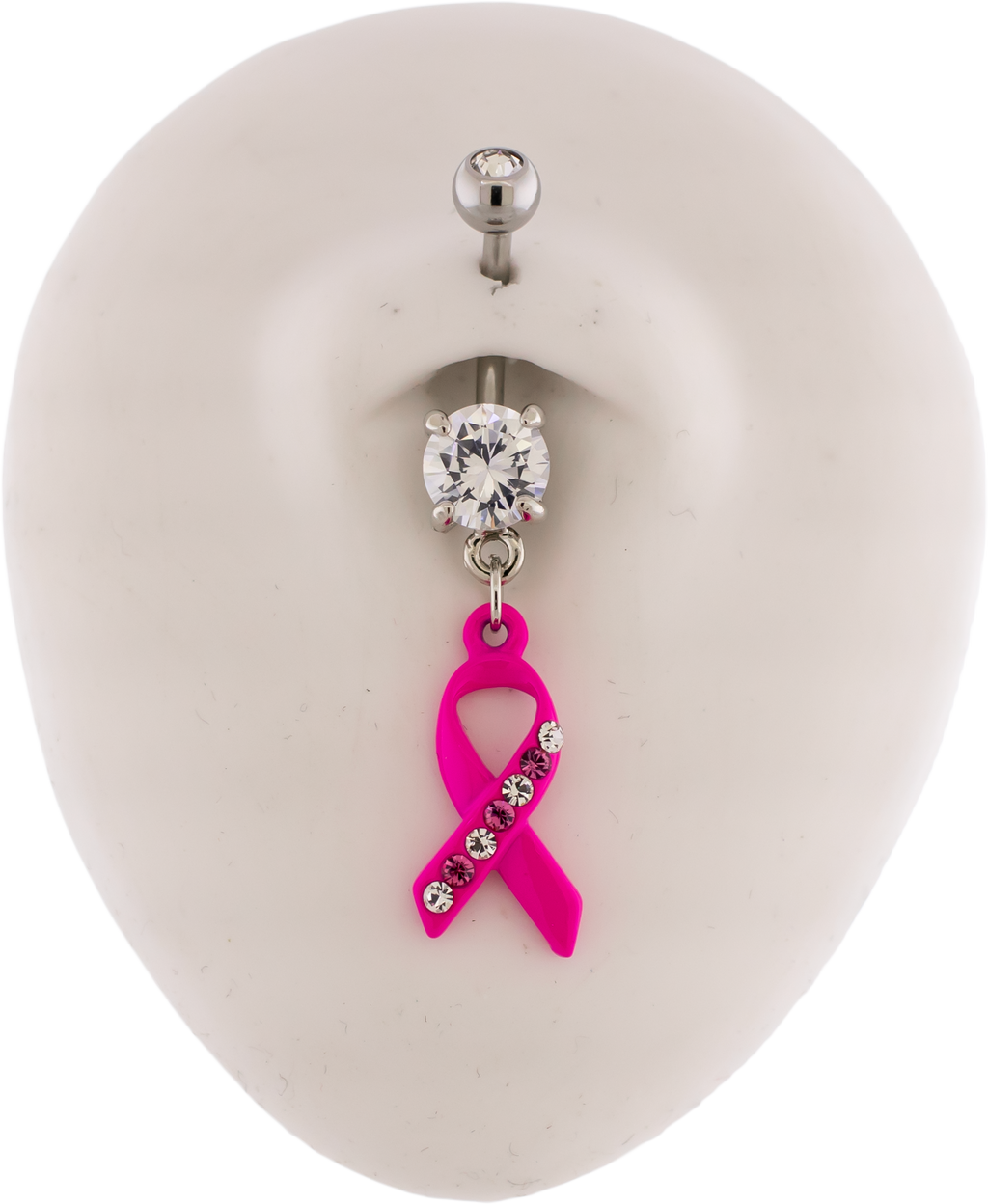 14G Breast Cancer Awareness Pave Ribbon Navel Ring | | Wiccan Center