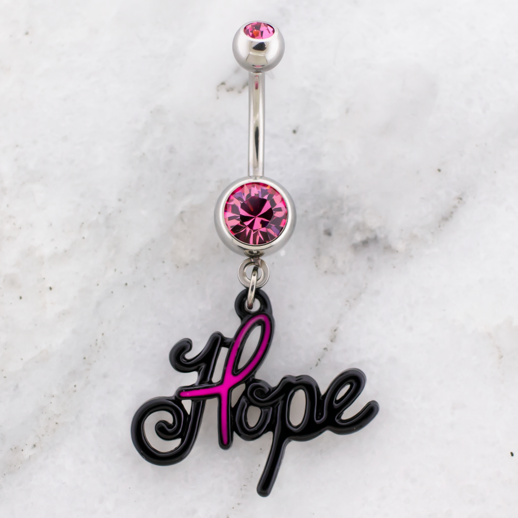 14G Breast Cancer Awareness Hope Navel Ring | | Wiccan Center