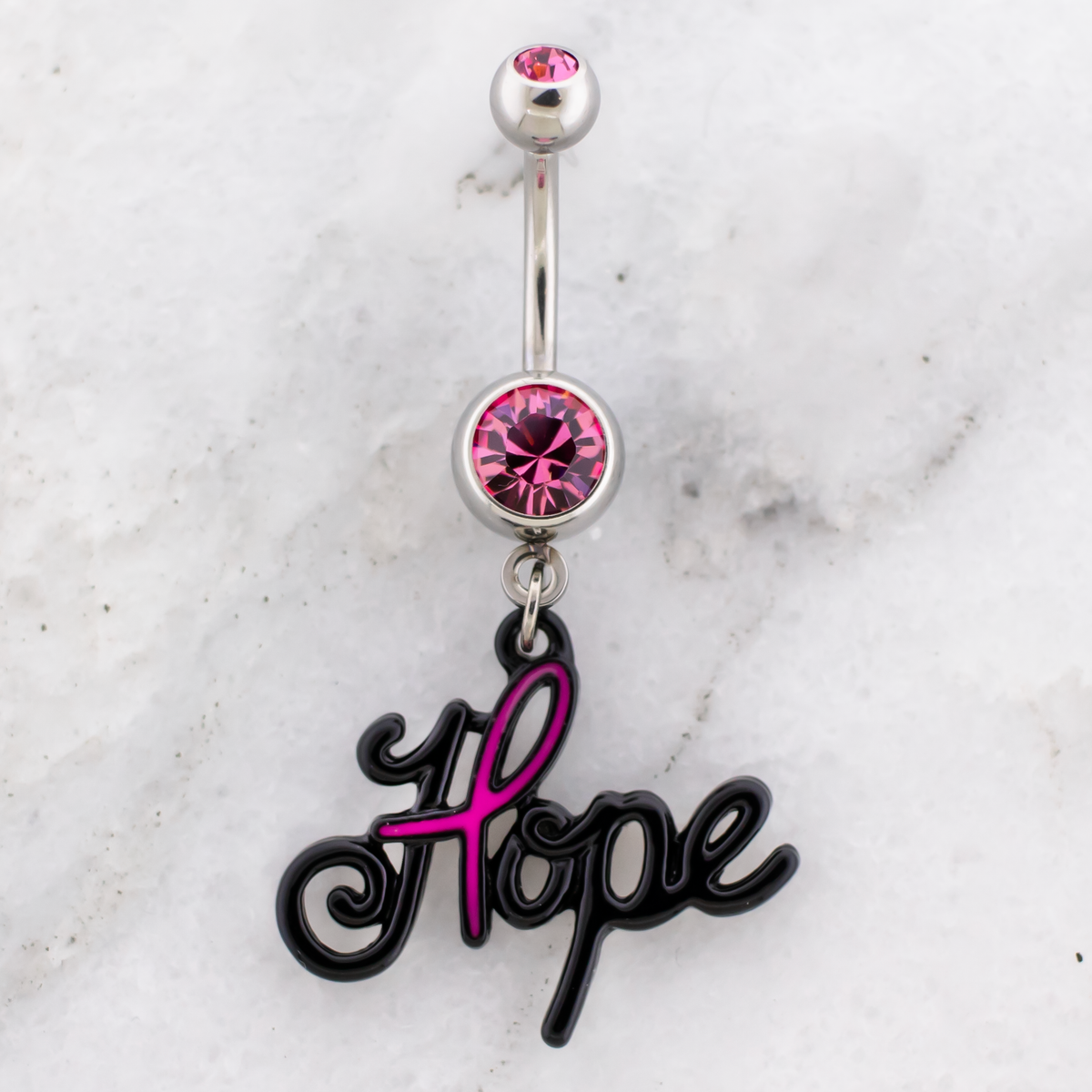 14G Breast Cancer Awareness Hope Navel Ring | | Wiccan Center