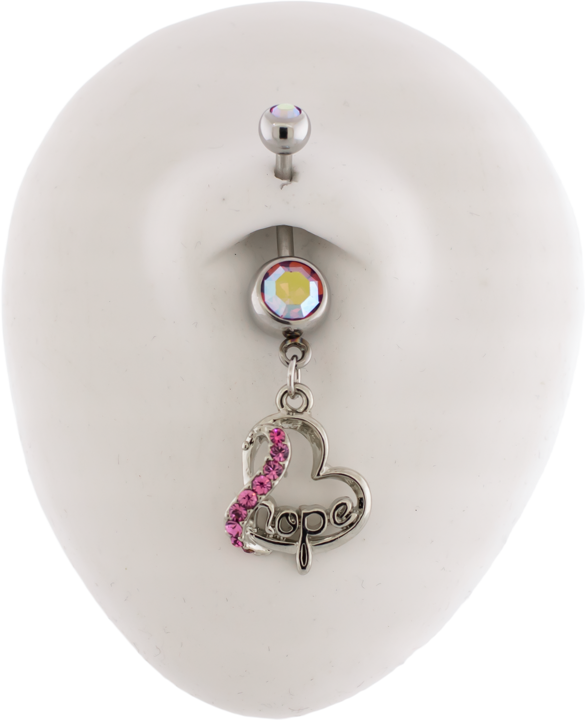 14G Breast Cancer Awareness Hope Heart Navel Ring | | Wiccan Center