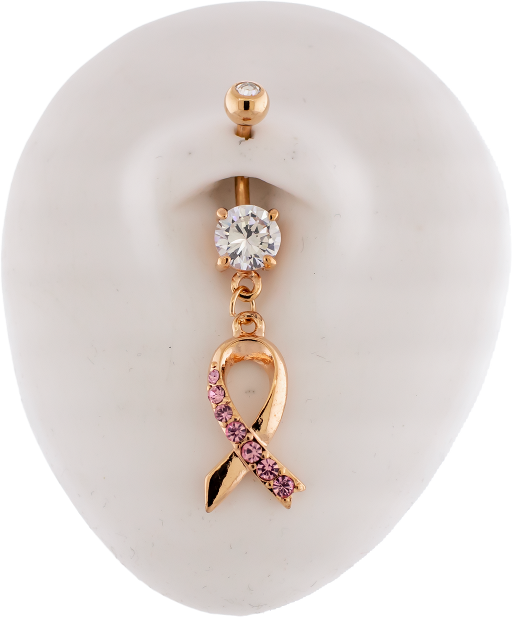 14G Breast Cancer Awareness Ribbon Gem Navel Ring | | Wiccan Center