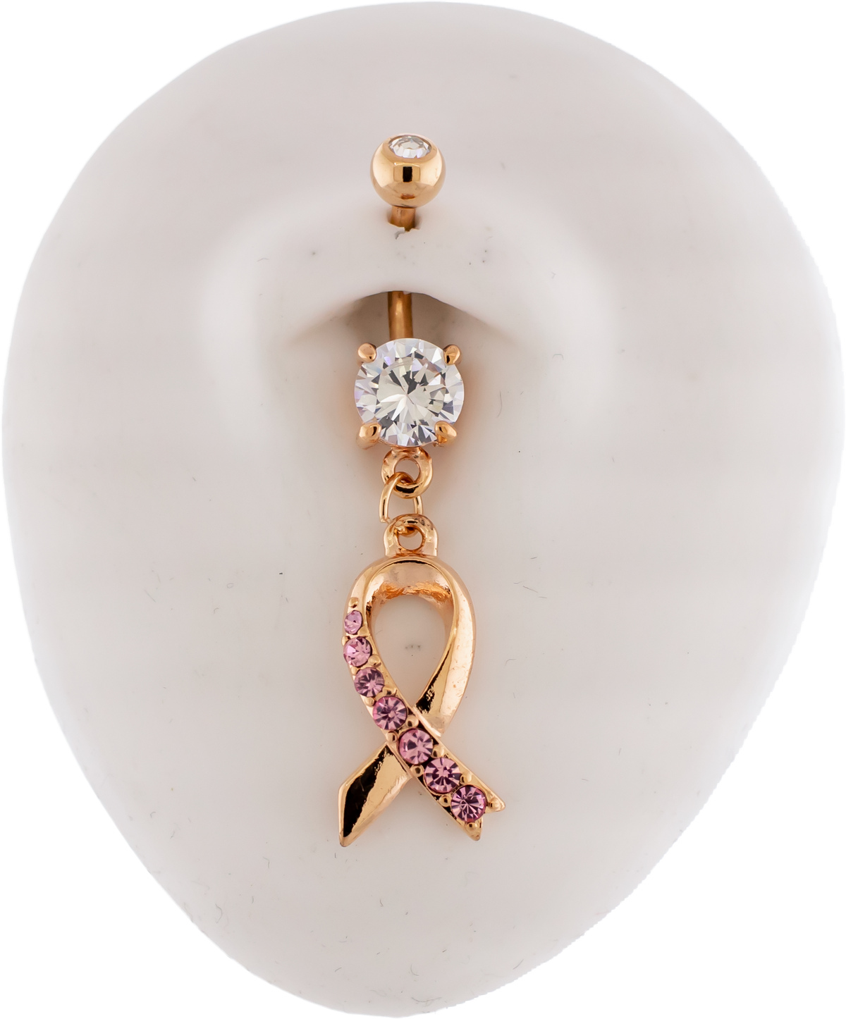 14G Breast Cancer Awareness Ribbon Gem Navel Ring | | Wiccan Center