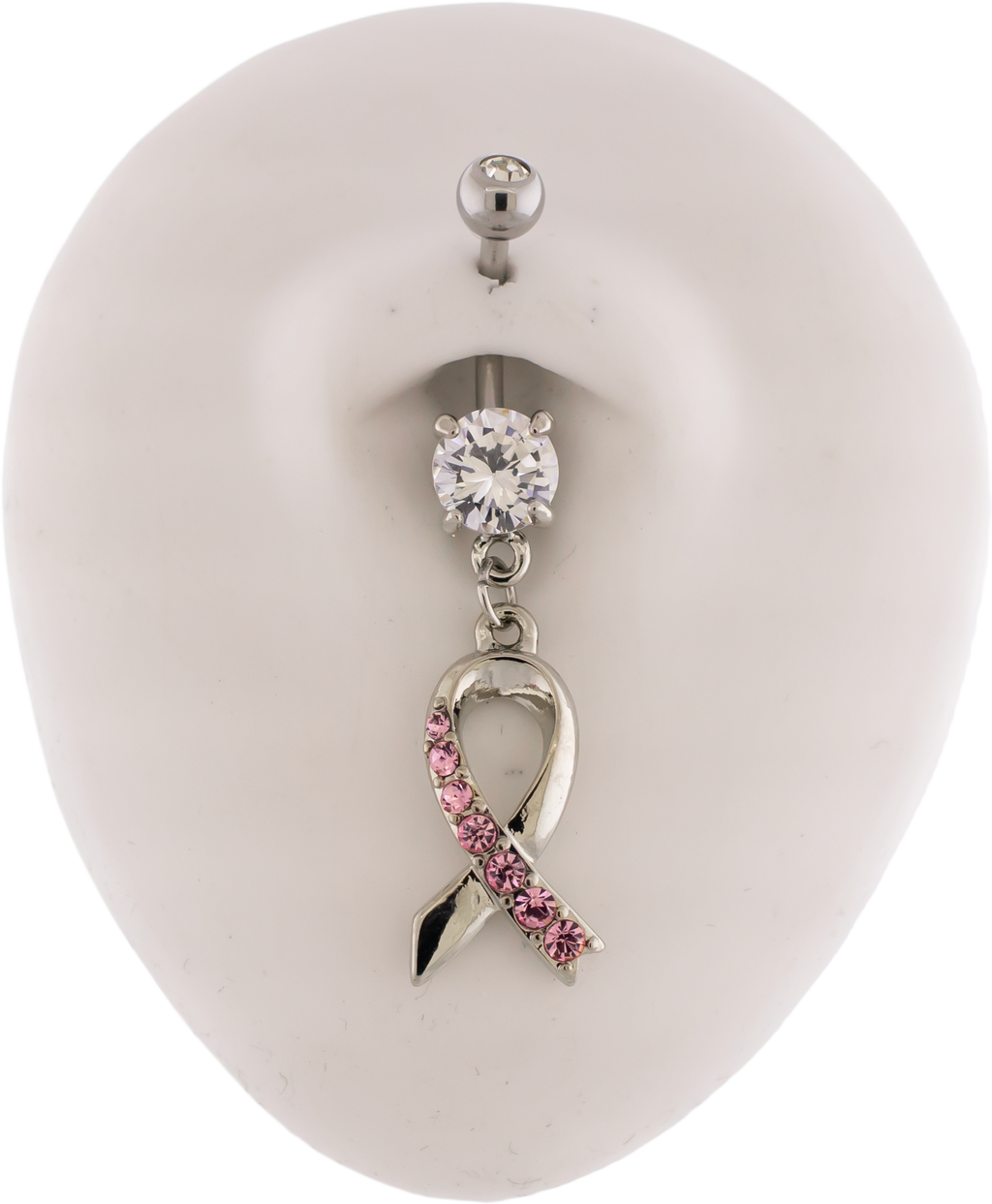 14G Breast Cancer Awareness Ribbon Gem Navel Ring | | Wiccan Center