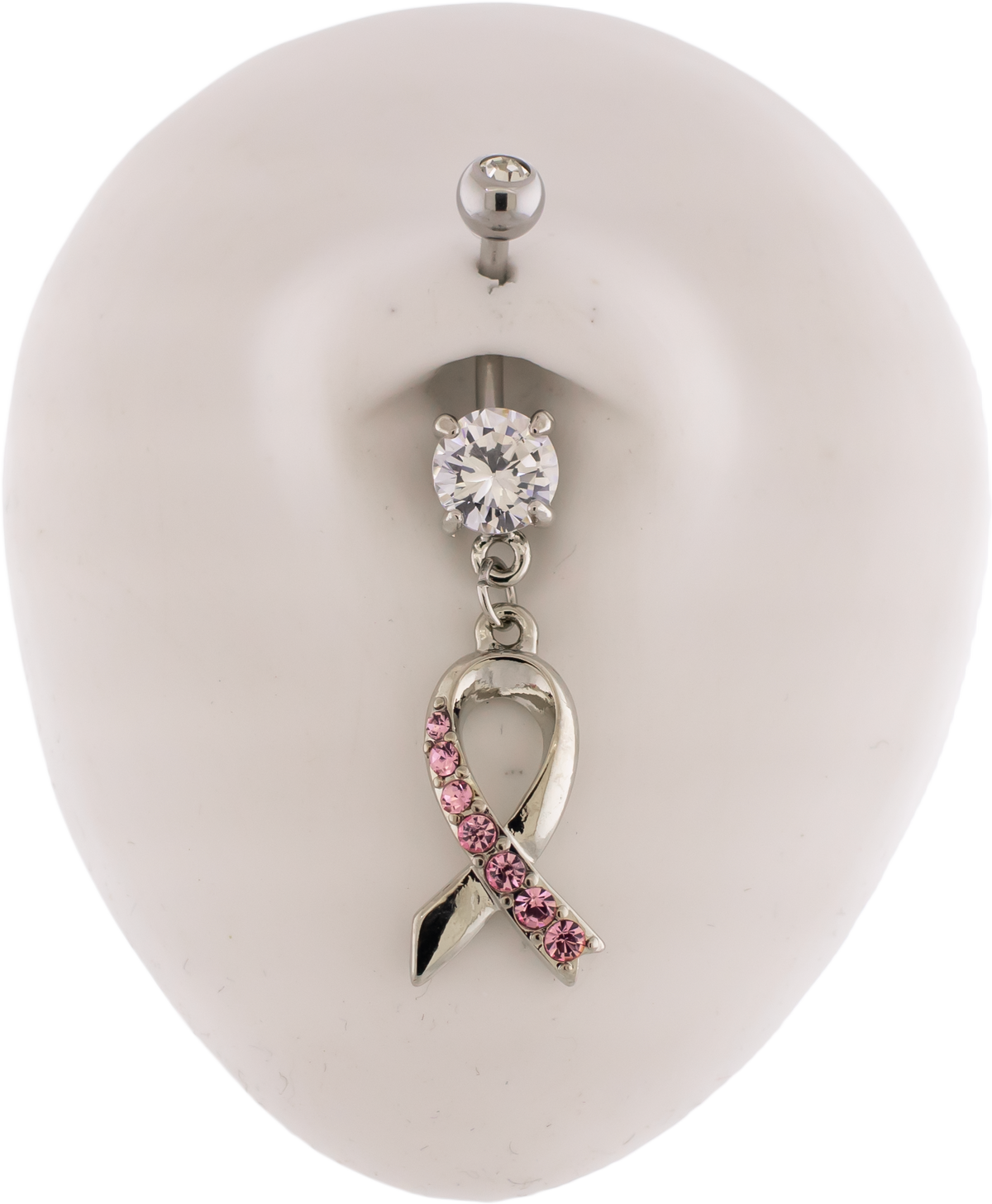 14G Breast Cancer Awareness Ribbon Gem Navel Ring | | Wiccan Center