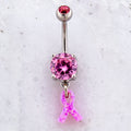 14G Breast Cancer Awareness Opal Ribbon Navel Ring | | Wiccan Center
