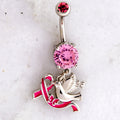 14G Breast Cancer Awareness Dove Ribbon Navel Ring | | Wiccan Center