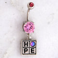 14G Breast Cancer Awareness Hope Charm Navel Ring | | Wiccan Center