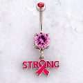14G Breast Cancer Awareness Strong Ribbon Navel Ring | | Wiccan Center