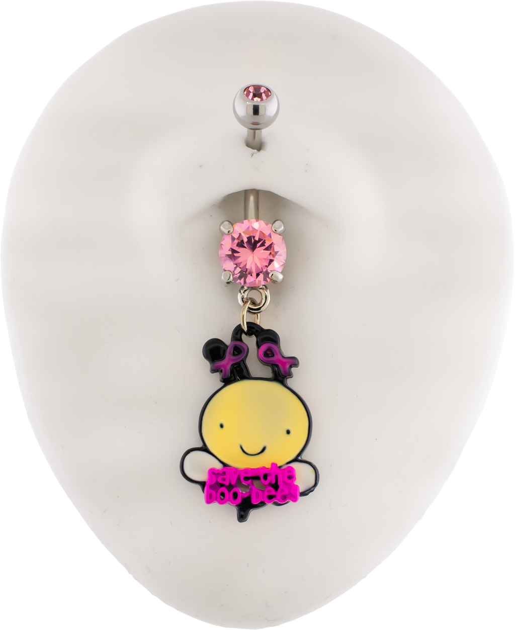 14G Breast Cancer Awareness Bee Ribbon Navel Ring | | Wiccan Center