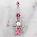 14G Breast Cancer Awareness Angel Navel Ring | | Wiccan Center