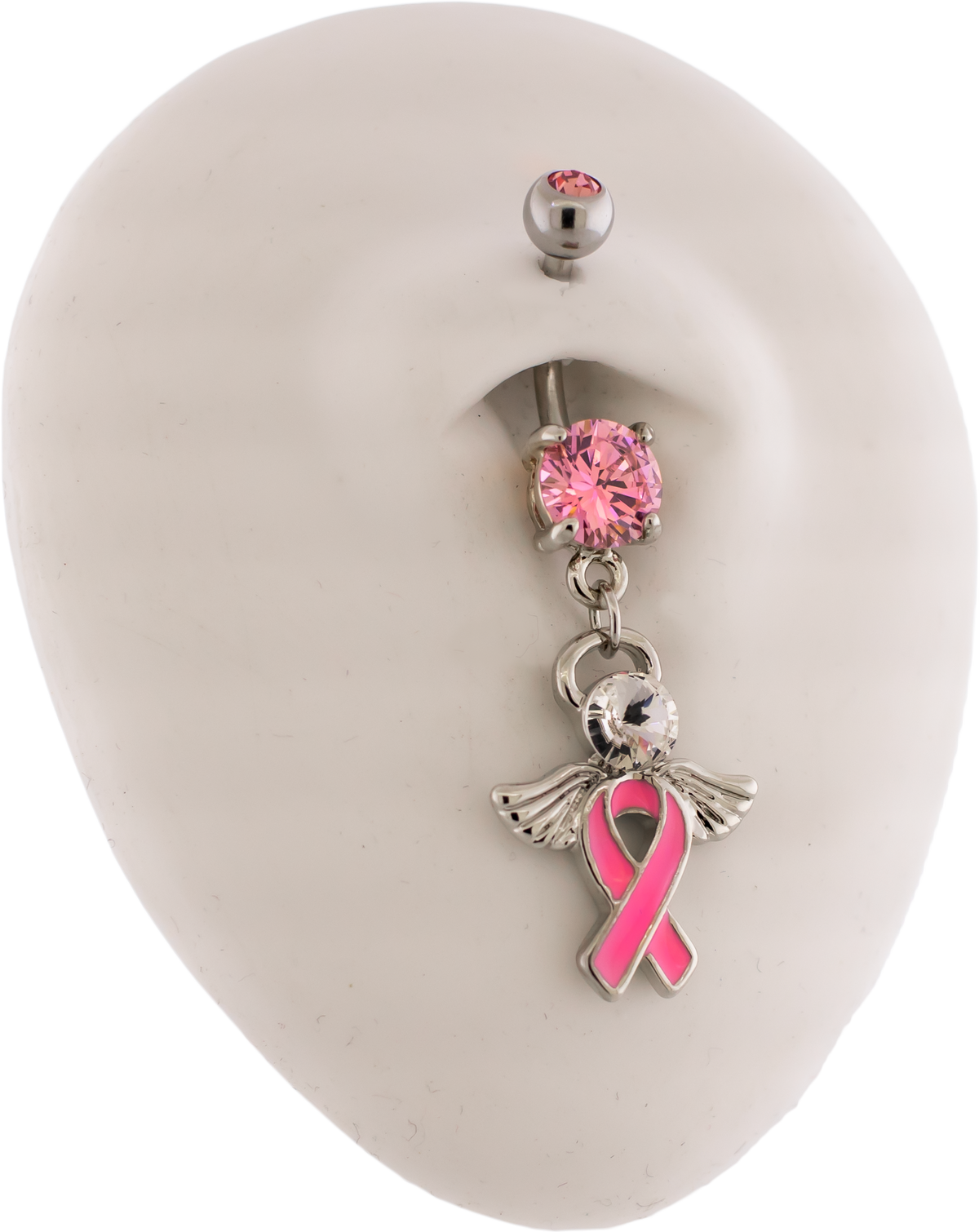 14G Breast Cancer Awareness Angel Navel Ring | | Wiccan Center