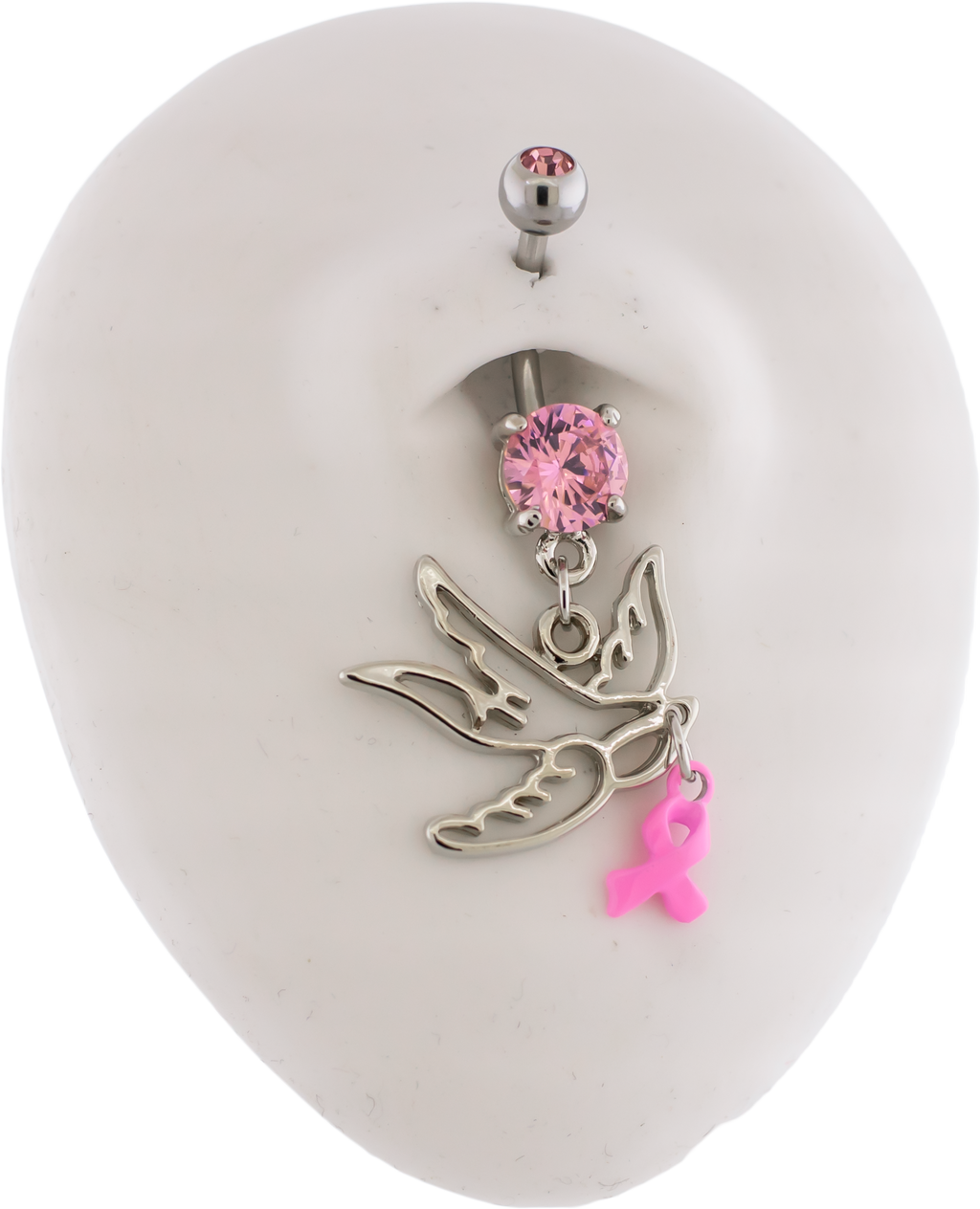 14G Breast Cancer Awareness Sparrow Navel Ring | | Wiccan Center