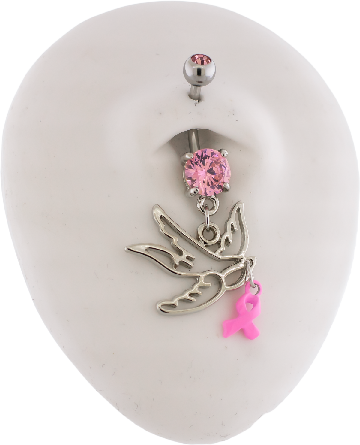14G Breast Cancer Awareness Sparrow Navel Ring | | Wiccan Center