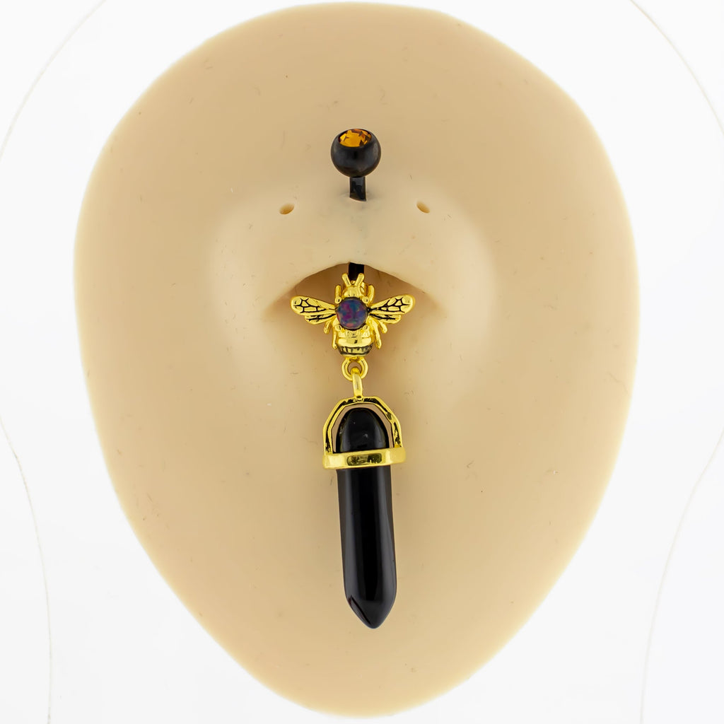 14G Bee and Crystal Navel Ring | | Wiccan Center