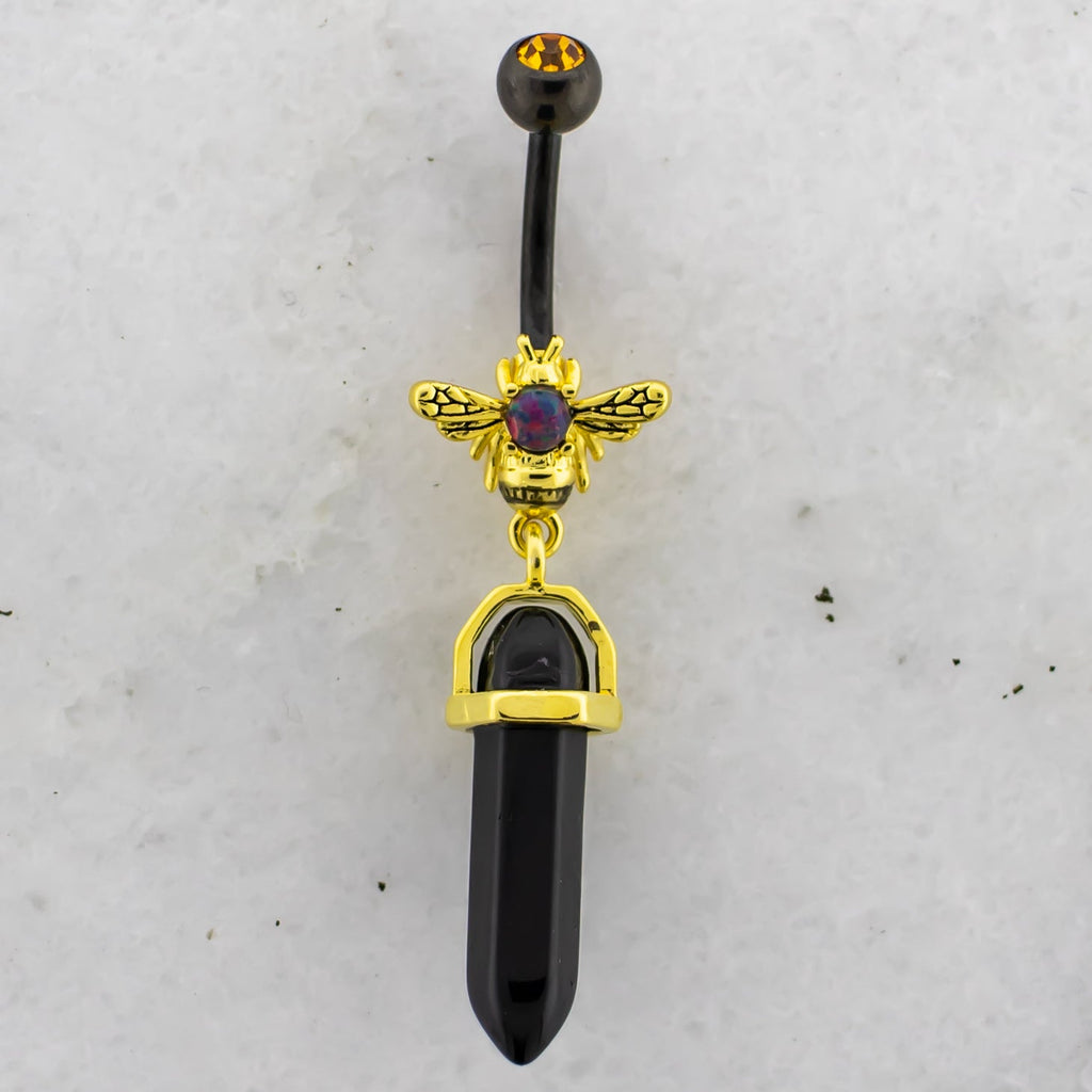 14G Bee and Crystal Navel Ring | | Wiccan Center