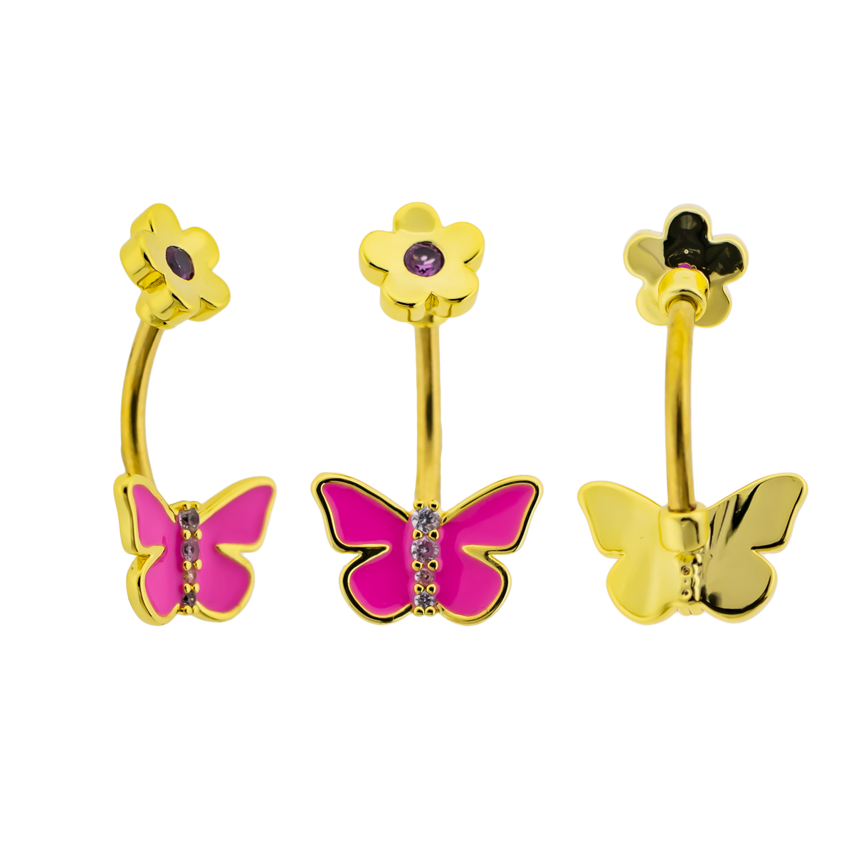 14G Butterfly with Flower Top Navel Ring | Body Jewelry | Wiccan Center