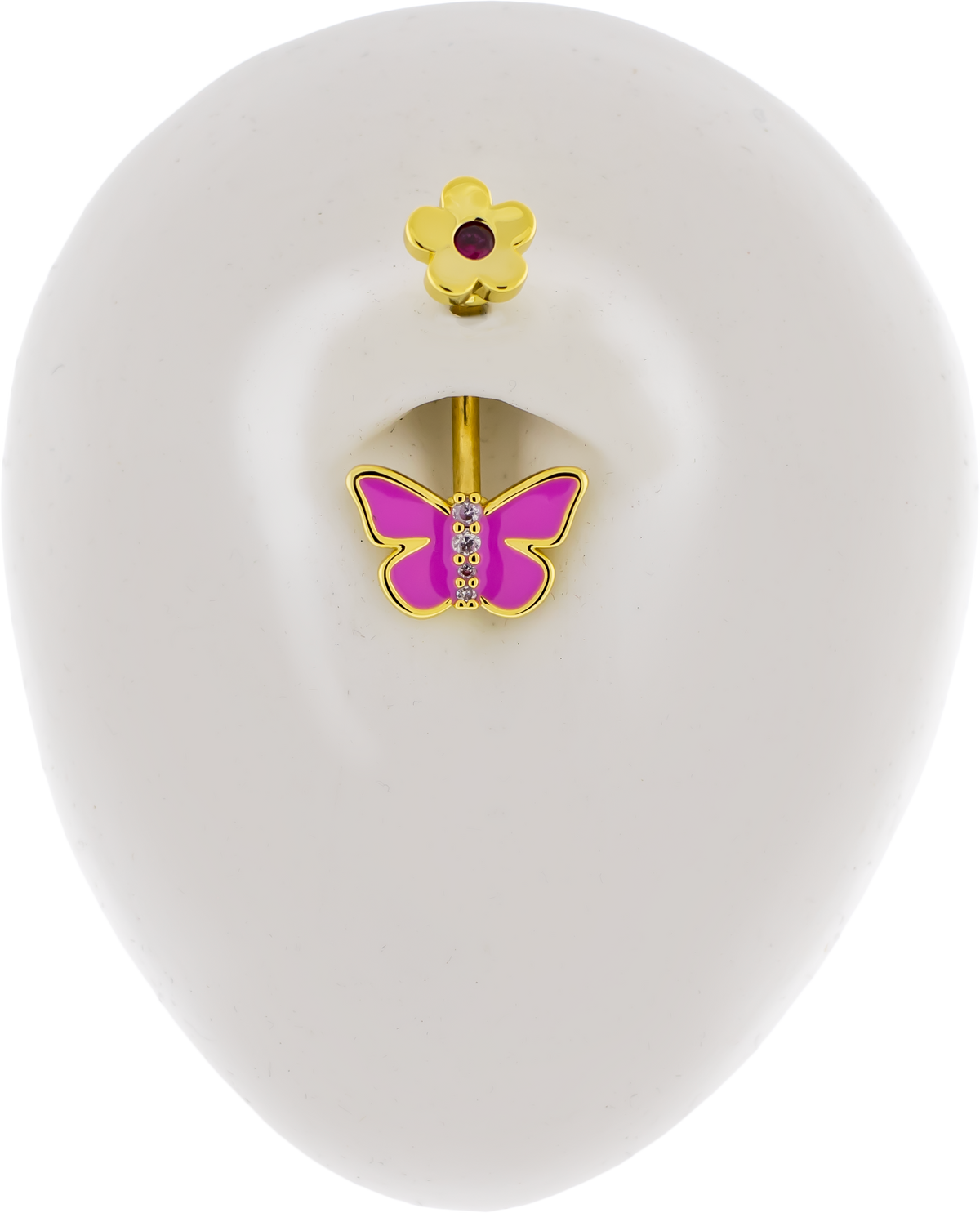 14G Butterfly with Flower Top Navel Ring | Body Jewelry | Wiccan Center