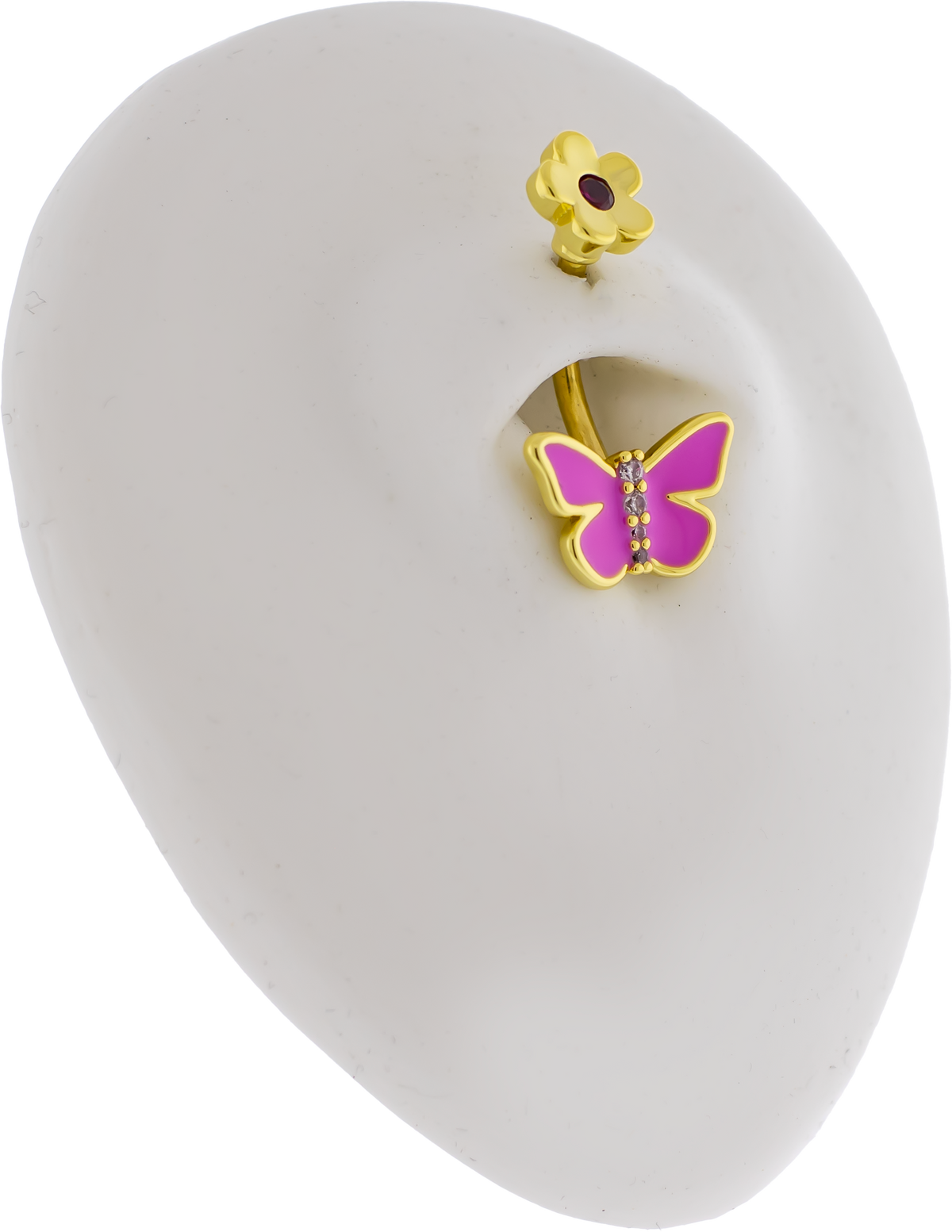 14G Butterfly with Flower Top Navel Ring | Body Jewelry | Wiccan Center