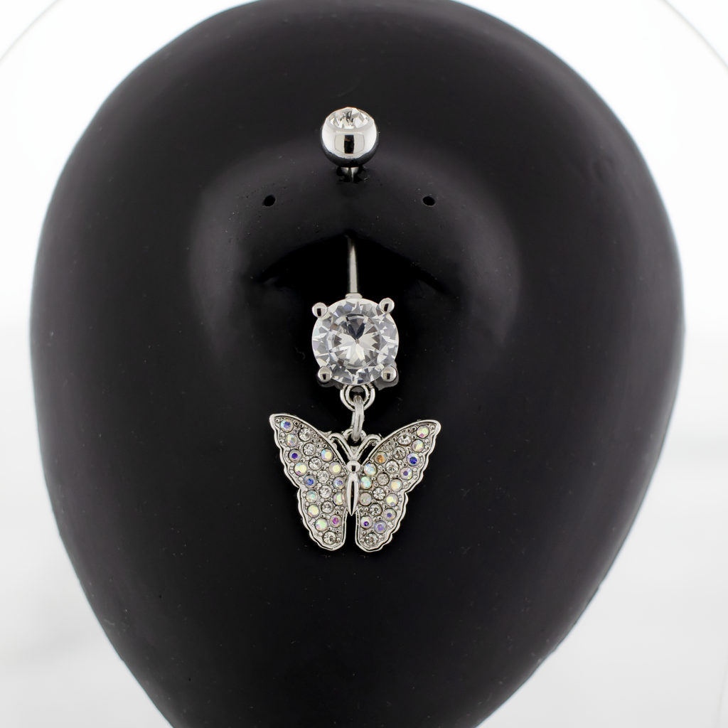 14G Pave Ombre Butterfly Navel Ring | Body Jewelry | Wiccan Center