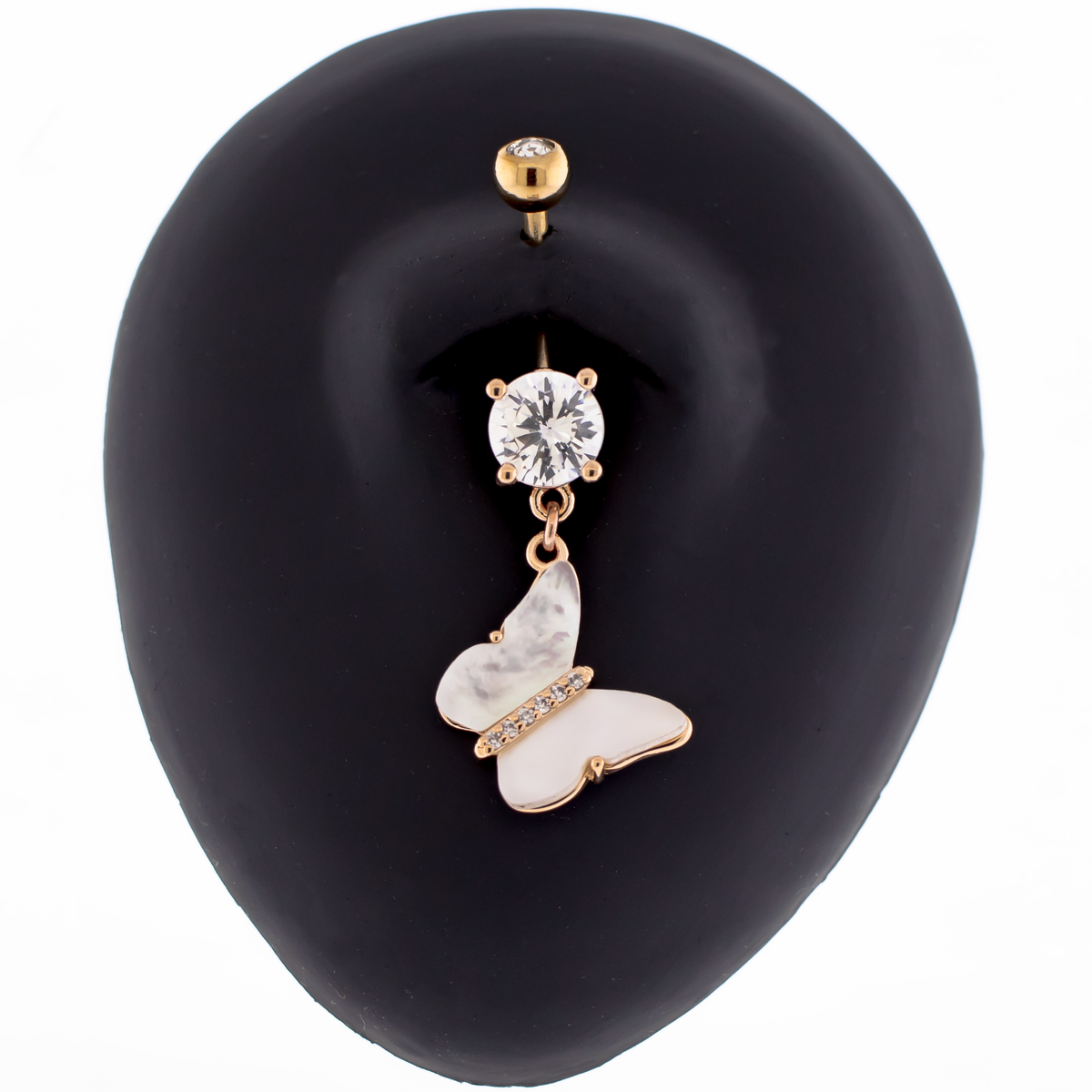 14G Butterfly Navel Ring With Shell Wings