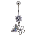 14G Butterfly and Flower Navel Ring | Body Jewelry | Wiccan Center