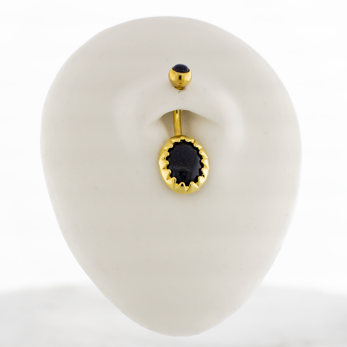 14G Oval Spiked Cabochon Navel Ring | Body Jewelry | Wiccan Center