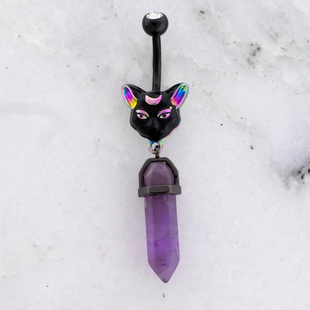 14G Cat With Crystal Navel Ring | | Wiccan Center