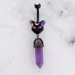 14G Cat With Crystal Navel Ring | | Wiccan Center