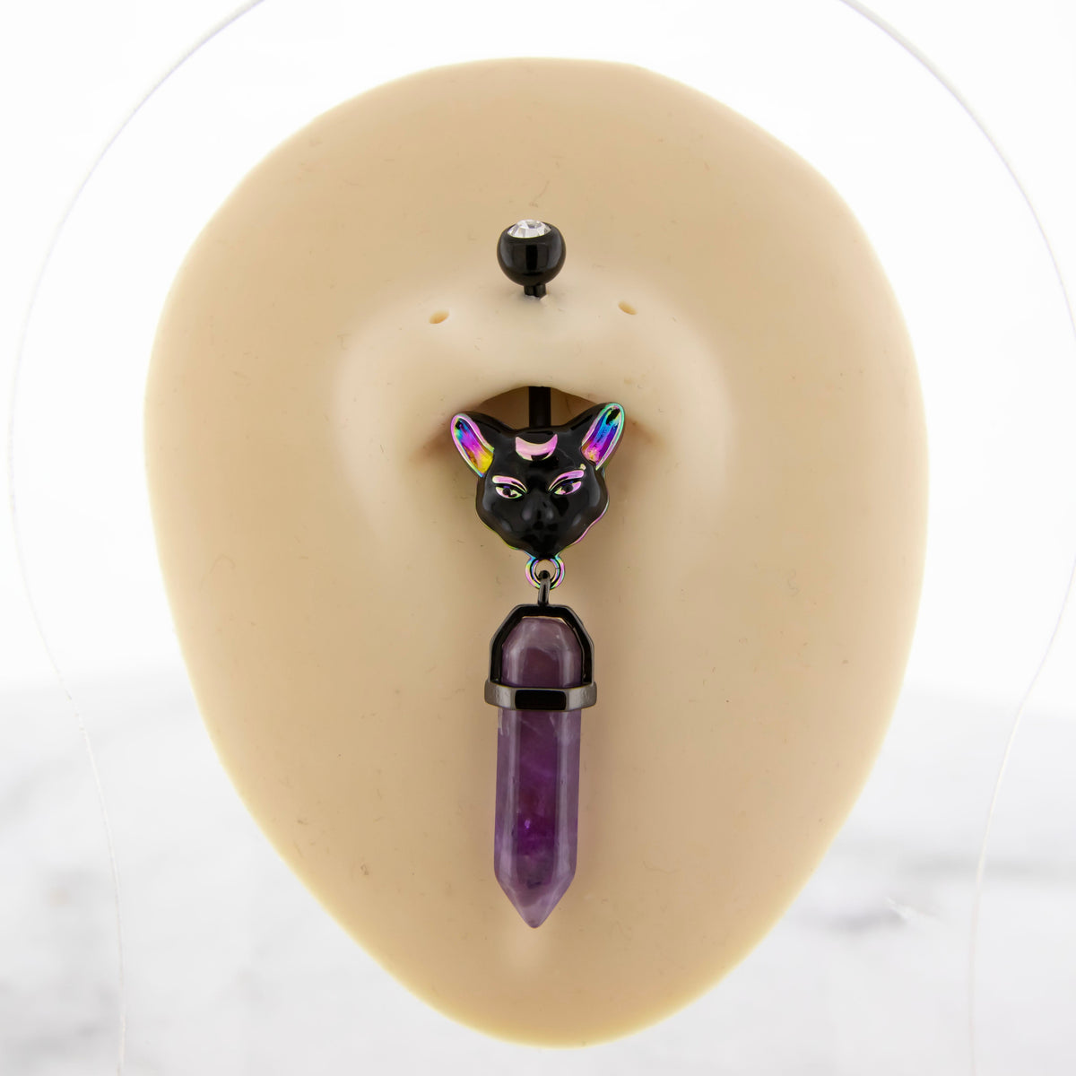 14G Cat With Crystal Navel Ring | | Wiccan Center