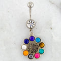 14G Sun Swirl Chakra Stone Navel Ring | | Wiccan Center