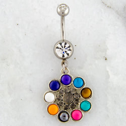 14G Sun Swirl Chakra Stone Navel Ring | | Wiccan Center