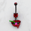 14G Black PVD Lips with Cherry Navel Ring | Body Jewelry | Wiccan Center
