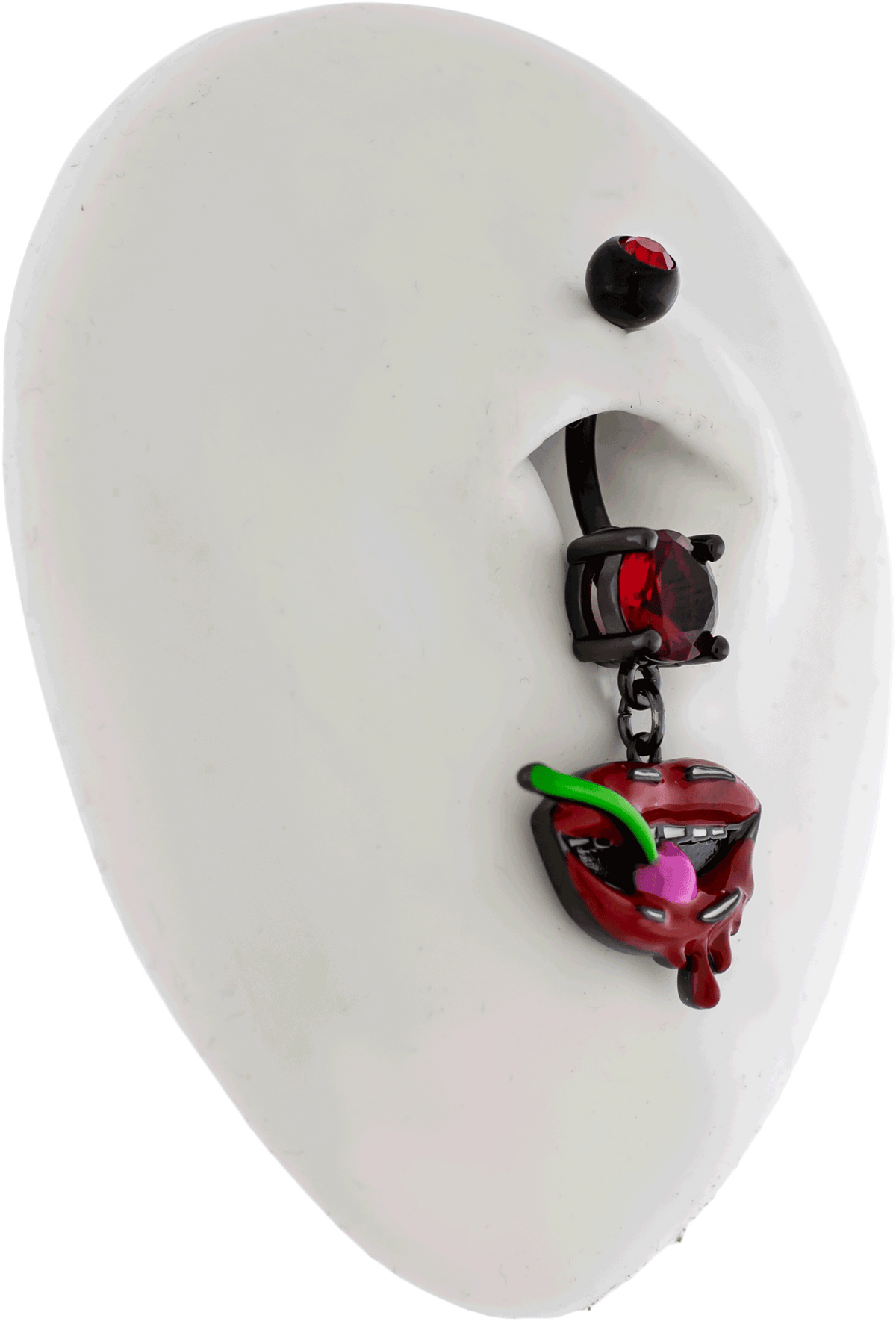 14G Black PVD Lips with Cherry Navel Ring | Body Jewelry | Wiccan Center