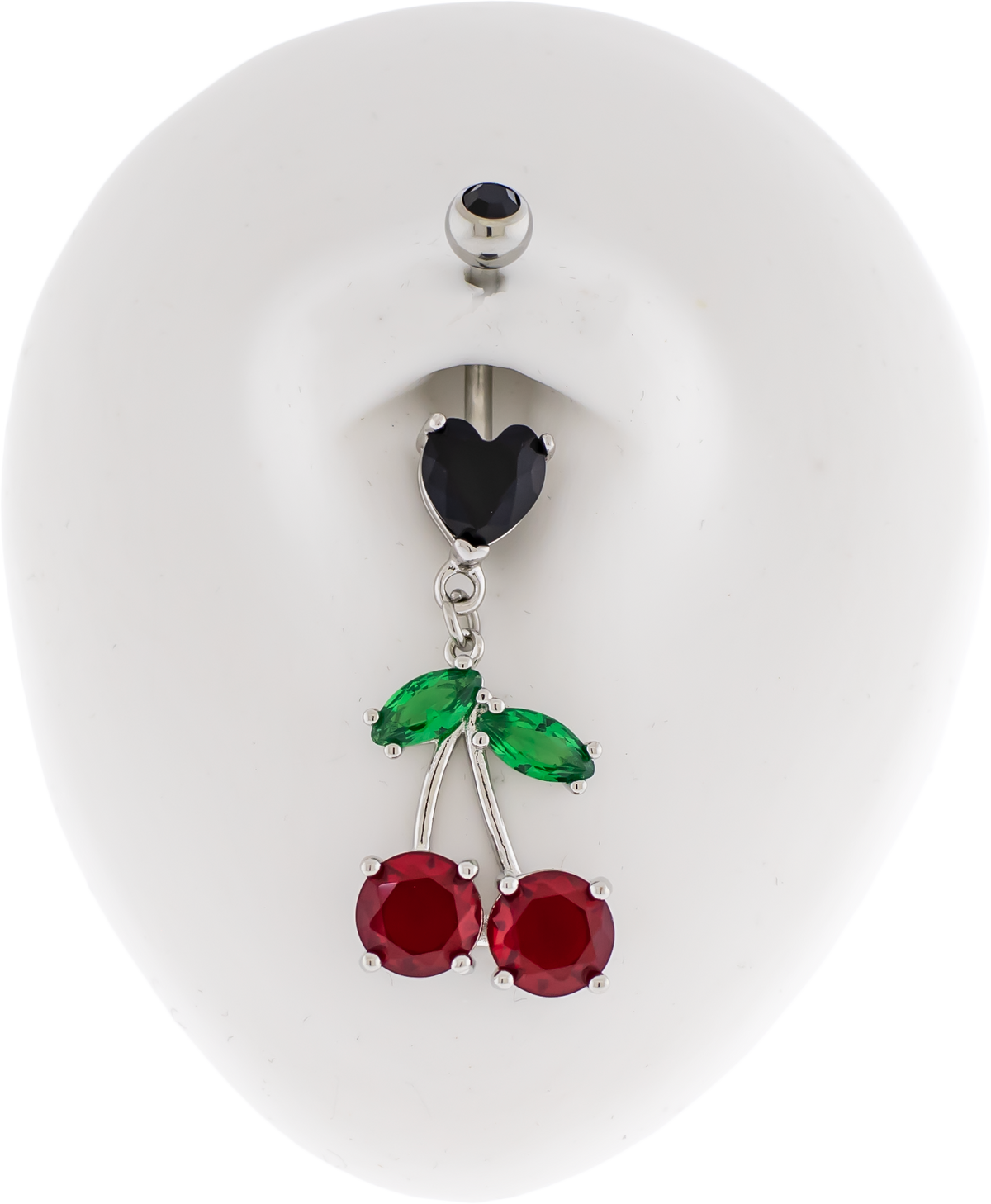 14G Gem Cherry Black Heart Navel Ring | Body Jewelry | Wiccan Center