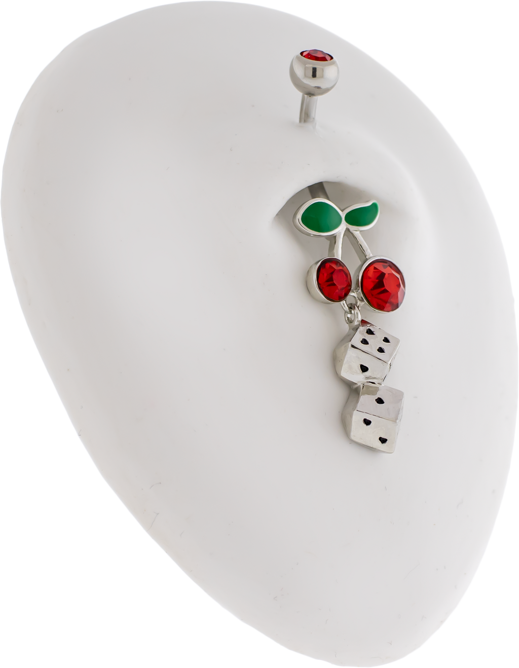 14G Cherry With Heart Dice Navel Ring | | Wiccan Center