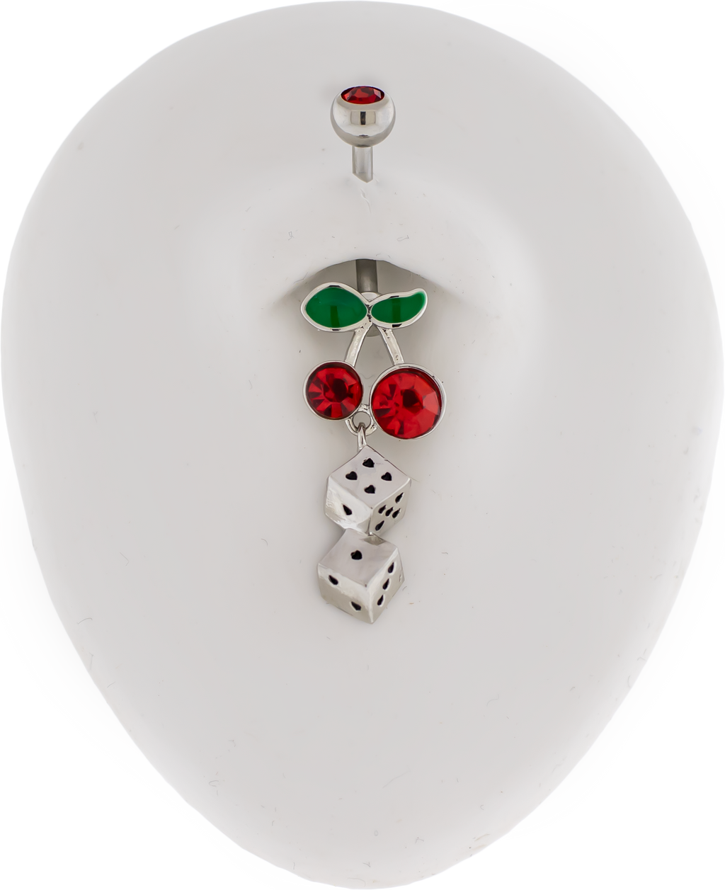 14G Cherry With Heart Dice Navel Ring | | Wiccan Center