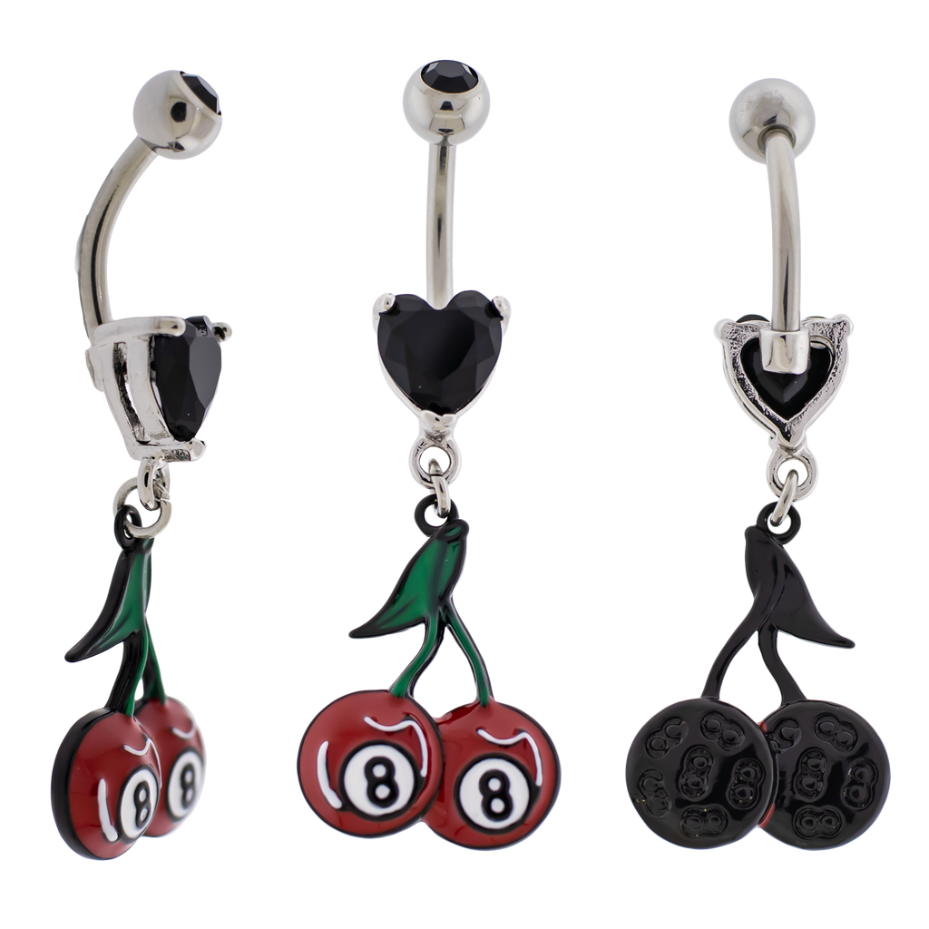 14G Eight Ball Cherries Navel Ring | Body Jewelry | Wiccan Center