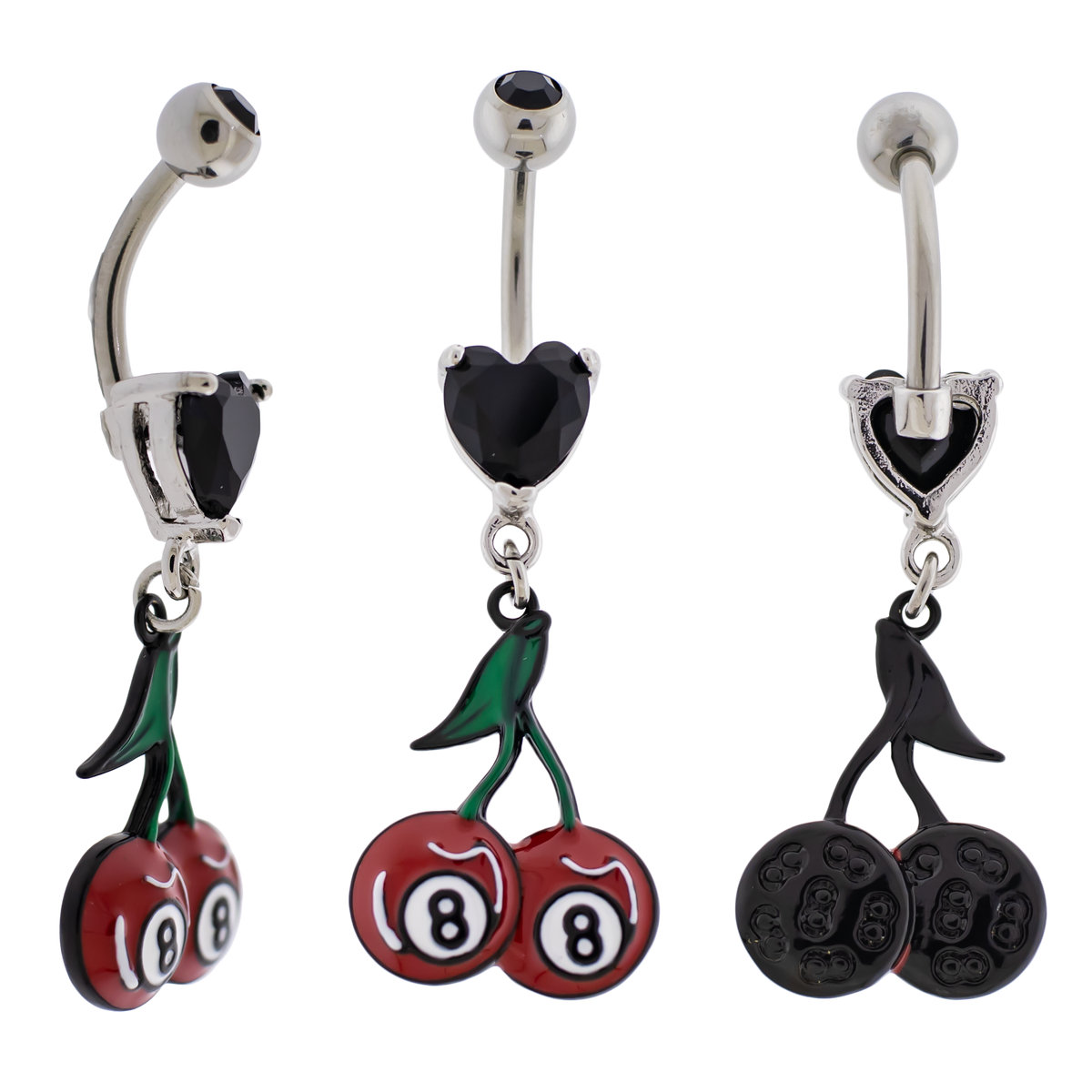 14G Eight Ball Cherries Navel Ring | Body Jewelry | Wiccan Center