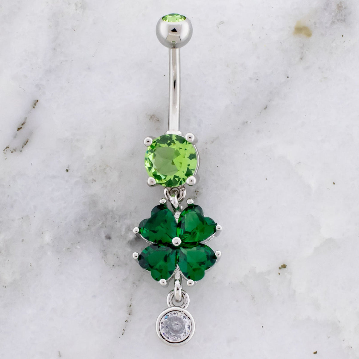 14G Gem Clover With Gem Dangle Navel Ring | | Wiccan Center