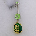 14G Green Gem With Clover Navel Ring | | Wiccan Center