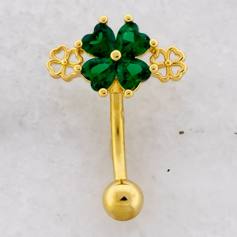 14G Gem and Cutout Clover Navel Ring | | Wiccan Center