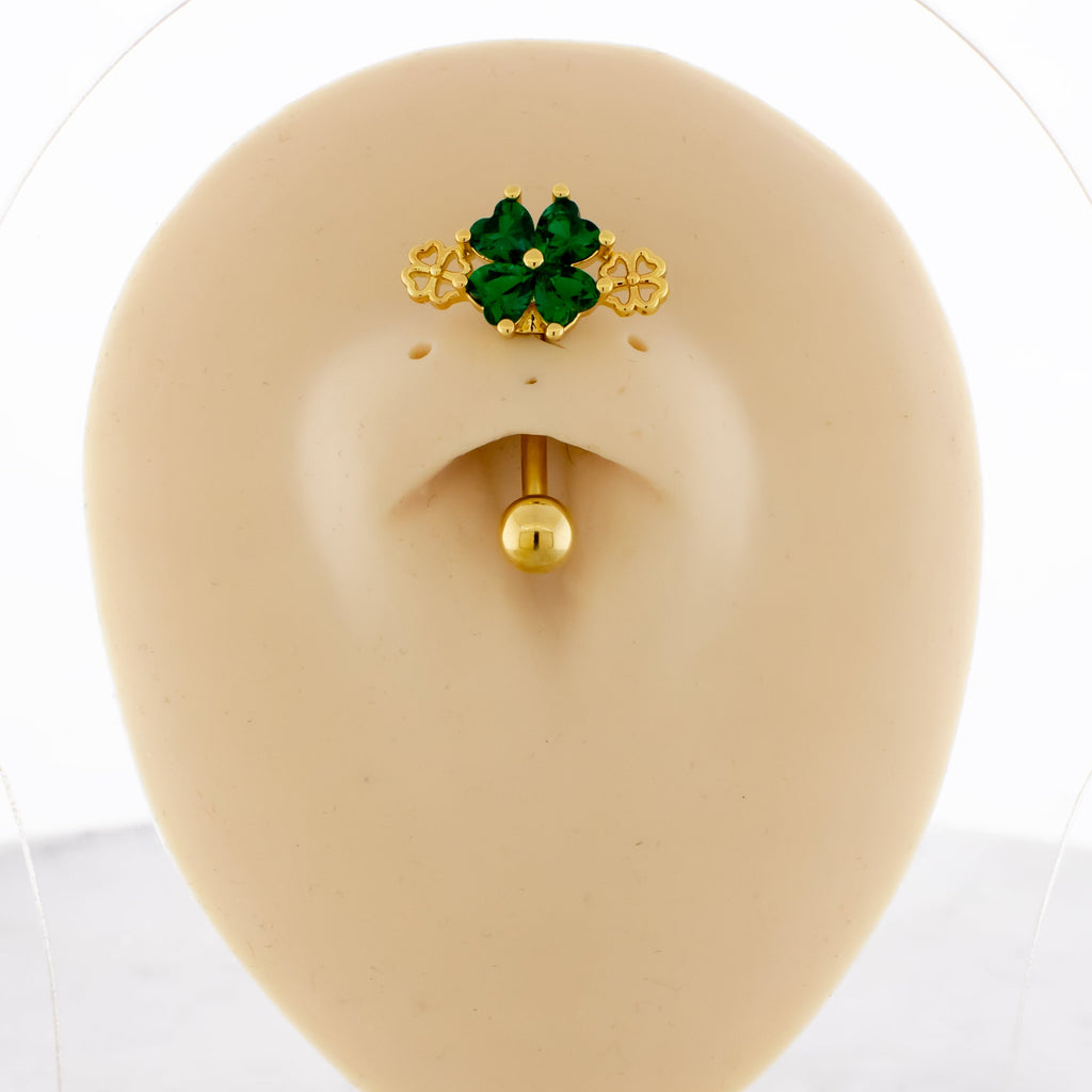 14G Gem and Cutout Clover Navel Ring | | Wiccan Center