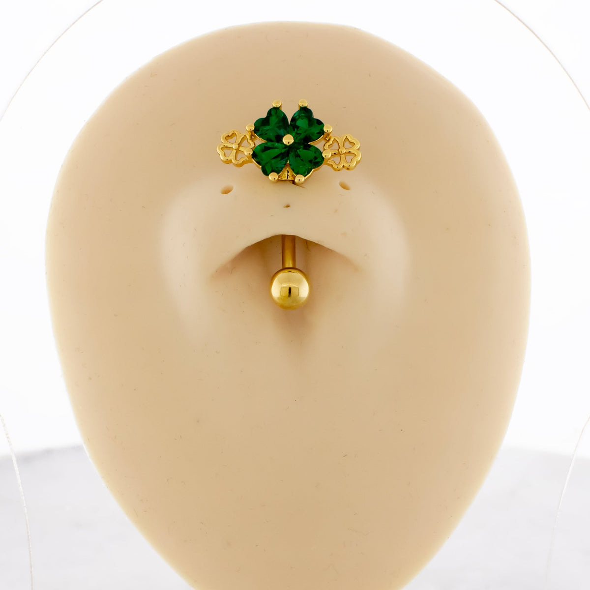 14G Gem and Cutout Clover Navel Ring | | Wiccan Center